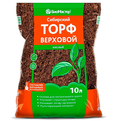 Торф БиоМастер 10л верховой кислый Торф БиоМастер 10л верховой кислый