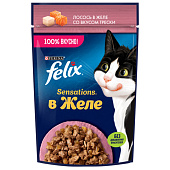 Влажный корм FELIX Sensations GiJ Лосос, Треска 75г Влажный корм FELIX Sensations GiJ Лосос, Треска 75г