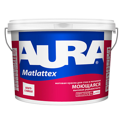В/Д краска моющаяся (TR) AURA MATTLATEX 9л В/Д краска моющаяся (TR) AURA MATTLATEX 9л