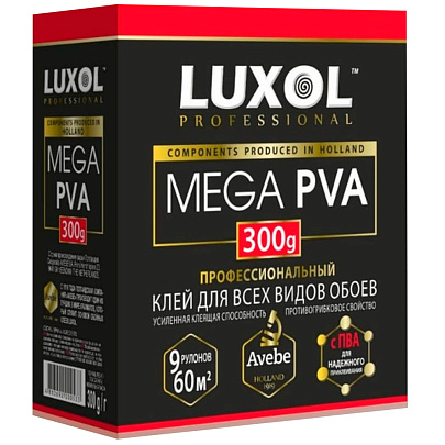 Клей обойный LUXOL MEGA PVA Professional 300 г Клей обойный LUXOL MEGA PVA Professional 300 г