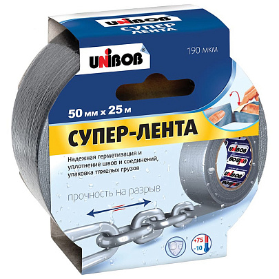 Армированная Супер-Лента UNIBOB 50мм х 25м, серая Армированная Супер-Лента UNIBOB 50мм х 25м, серая