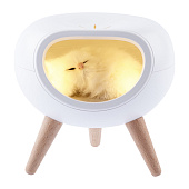  Ночник Котик LED сенсорн диммер USB белый /ЭРА 