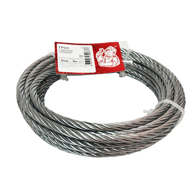 Трос стальной DIN 3055 6мм (5 м) Трос стальной DIN 3055 6мм (5 м)