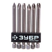  Набор бит Ph1,2,3 Pz1,2,3 - 75мм, 6 шт ЗУБР MX-6 