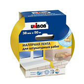 Клейкая лента малярная для штукатурных работ UNIBOB 48мм х 25м, желтая Клейкая лента малярная для штукатурных работ UNIBOB 48мм х 25м, желтая