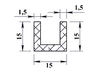 Алюминиевый П-образный профиль 15х15х15х1,5мм 2м Алюминиевый П-образный профиль 15х15х15х1,5мм 2м