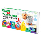  Пластилин мягкий восковой 6 цв. BRAUBERG KIDS, 90г, со стеком, 106493 