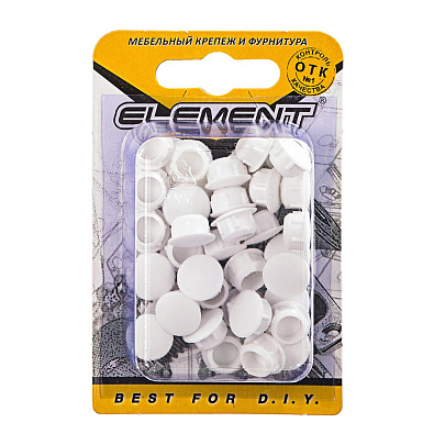  Заглушки декорат. 8мм белые (35 шт) "Element" 