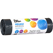 Пакеты для мусора Fun Clean Сверхпрочные, 240 л, черн 60 мкм, 10шт Пакеты для мусора Fun Clean Сверхпрочные, 240 л, черн 60 мкм, 10шт