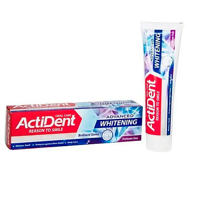 Зубная паста Actident Whitening отбеливающая 130гр Зубная паста Actident Whitening отбеливающая 130гр