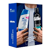 Подарочный набор HS Шамп против перхоти 2в1 ОснУход 200мл+GILLETTE SERIES Пена для бритья успокаивающая 200мл Подарочный набор HS Шамп против перхоти 2в1 ОснУход 200мл+GILLETTE SERIES Пена для бритья успокаивающая 200мл