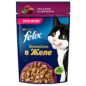 Влажный корм FELIX Sensations Утка, Шпинат, желе 75г Влажный корм FELIX Sensations Утка, Шпинат, желе 75г