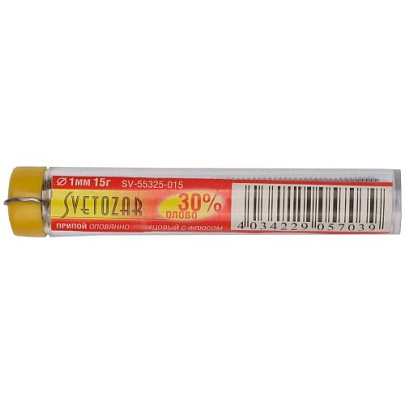 Припой 30% Sn / 70% Pb 15гр/СВЕТОЗАР Припой 30% Sn / 70% Pb 15гр/СВЕТОЗАР