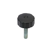  Ручка-барашек с резьбовым штифтом D42 М10x40, пластик, чёрный, 1шт 