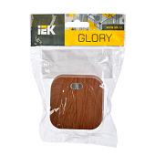  Выключатель накладной 2 клавиши, цвет дуб, с подсветкой, IEK GLORY 