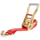 Стяжка крепления груза 5,0т 12,0м SKYWAY STAFF 50мм красный храповый механизм с крюками полиэстер 1шт Стяжка крепления груза 5,0т 12,0м SKYWAY STAFF 50мм красный храповый механизм с крюками полиэстер 1шт