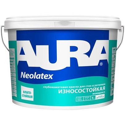  Краска износостойкая для стен и потолков "AURA NEOLATEX"  9л 
