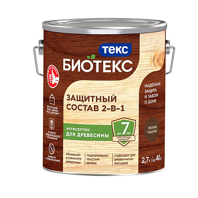 Защитный Состав Биотекс лесной каштан 2,7л Защитный Состав Биотекс лесной каштан 2,7л