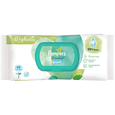  Влажные салфетки детские PAMPERS Harmonie Aqua 48шт. 