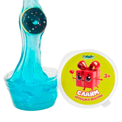  Слайм СТЕКЛО 50г с игрушкой бирюзовый, 512597 