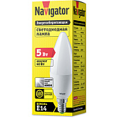  Лампа LED 5Вт Е14, свеча, 4000К нейтр. бел. Navigator 