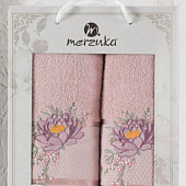  Комплект полотенец в коробке MERZUKA махровые 2 шт.LOTUS (светло-розовый) 