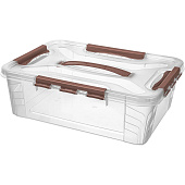 Ящик для хранения универсальный с замками и ручкой Grand Box 10л, Коричневый C3200314 Ящик для хранения универсальный с замками и ручкой Grand Box 10л, Коричневый C3200314