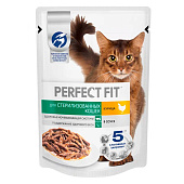 Влажный корм для стерилизованных кошек Perfect Fit с курицей 75г Влажный корм для стерилизованных кошек Perfect Fit с курицей 75г