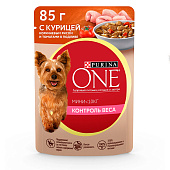 Влажный корм для собак ONE МИНИ контроль веса, Курица, Рис, Томаты 85гх26 Влажный корм для собак ONE МИНИ контроль веса, Курица, Рис, Томаты 85гх26