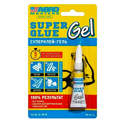 Клей ABRO MASTERS Super Glue Универсальный Гель 3гр Клей ABRO MASTERS Super Glue Универсальный Гель 3гр