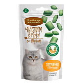  Лакомство для кошек Деревенские Чистим зубы подушечки с кремом из курицы 30г 