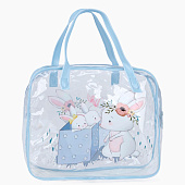 Косметичка Зайцы, 19,5х6,5х15 см, пвх, отдел на молнии, голубой, 9351702 Косметичка Зайцы, 19,5х6,5х15 см, пвх, отдел на молнии, голубой, 9351702