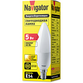  Лампа LED 5Вт Е14, свеча, 2700К теплый Navigator 