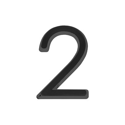 Номер дверной "2" черный, пластик, 50мм, FUARO Номер дверной "2" черный, пластик, 50мм, FUARO