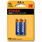 Батарейка LR6, 2шт, АА, Kodak MAX SUPER Батарейка LR6, 2шт, АА, Kodak MAX SUPER