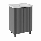  Тумба Дора 60 напольная серая с раковиной Миранда 60/Como 60 