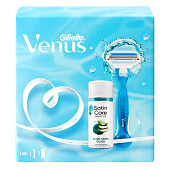 Подарочный набор VENUS Бритва с 1 сменной кассетой+SATIN CARE Гель для бритья 75мл Подарочный набор VENUS Бритва с 1 сменной кассетой+SATIN CARE Гель для бритья 75мл