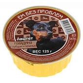 Влажный корм для собак Ем без проблем 125г говядина, рубец, печень Влажный корм для собак Ем без проблем 125г говядина, рубец, печень