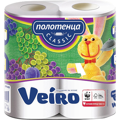 Бумажные полотенца Veiro Classic 2рул 2сл белые Бумажные полотенца Veiro Classic 2рул 2сл белые