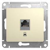 Розетка компьютерная встраиваемая RJ45 UTP cat 5e, цвет бежевый, SE Glossa Розетка компьютерная встраиваемая RJ45 UTP cat 5e, цвет бежевый, SE Glossa
