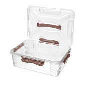 Ящик для хранения универсальный с замками и ручкой Grand Box 10л, Коричневый C3200314 Ящик для хранения универсальный с замками и ручкой Grand Box 10л, Коричневый C3200314