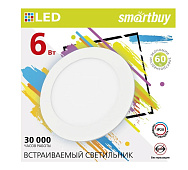 Светильник точечный встраиваемый LED DL 6Вт 6500К круг белый (d118Х10) /Smartbuy Светильник точечный встраиваемый LED DL 6Вт 6500К круг белый (d118Х10) /Smartbuy