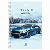  Тетрадь 80л. А4. BRAUBERG гребень, клетка, обложка картон, Discover, 404050 