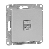  Розетка компьютерная встраиваемая RJ45 UTP cat 5e, цвет алюминий, EKF Эпика 