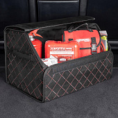  Бокс-органайзер в багажник SKYWAY EXPENSIV 49х30х30см Алькантара Черный, строчка красная 