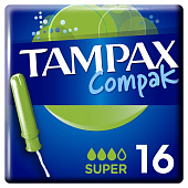 Тампоны TAMPAX Compak Super Duo 16шт Препаков. Коробка Тампоны TAMPAX Compak Super Duo 16шт Препаков. Коробка