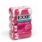  Крем-мыло туалетное EXXE 1+1 Нежный пион 4х90г (розовое) полосатое 