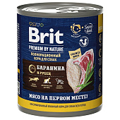  Влажный корм Брит Premium by Nature для собак 850г  баранина\рубец 