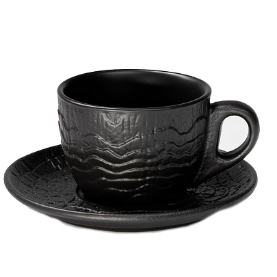 Чайная пара Magistro Black style,фарфор, чёрная 10630437 Чайная пара Magistro Black style,фарфор, чёрная 10630437