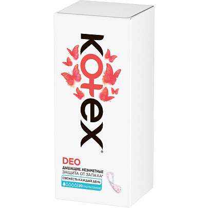 Ежедневные гигиенические прокладки Kotex Deo Супертонкие 20шт Ежедневные гигиенические прокладки Kotex Deo Супертонкие 20шт